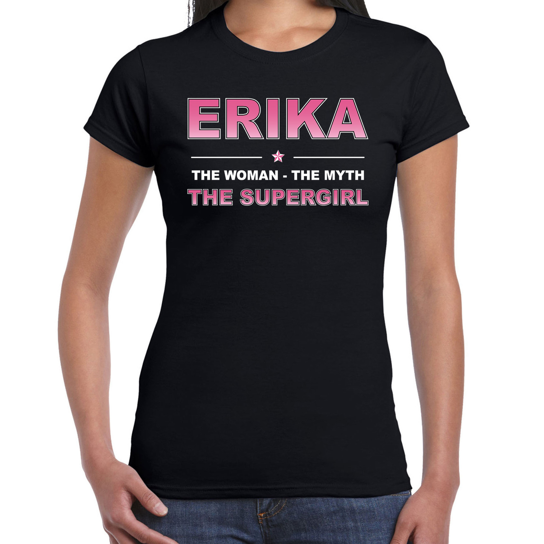 Naam Erika The women, The myth the supergirl shirt zwart cadeau shirt