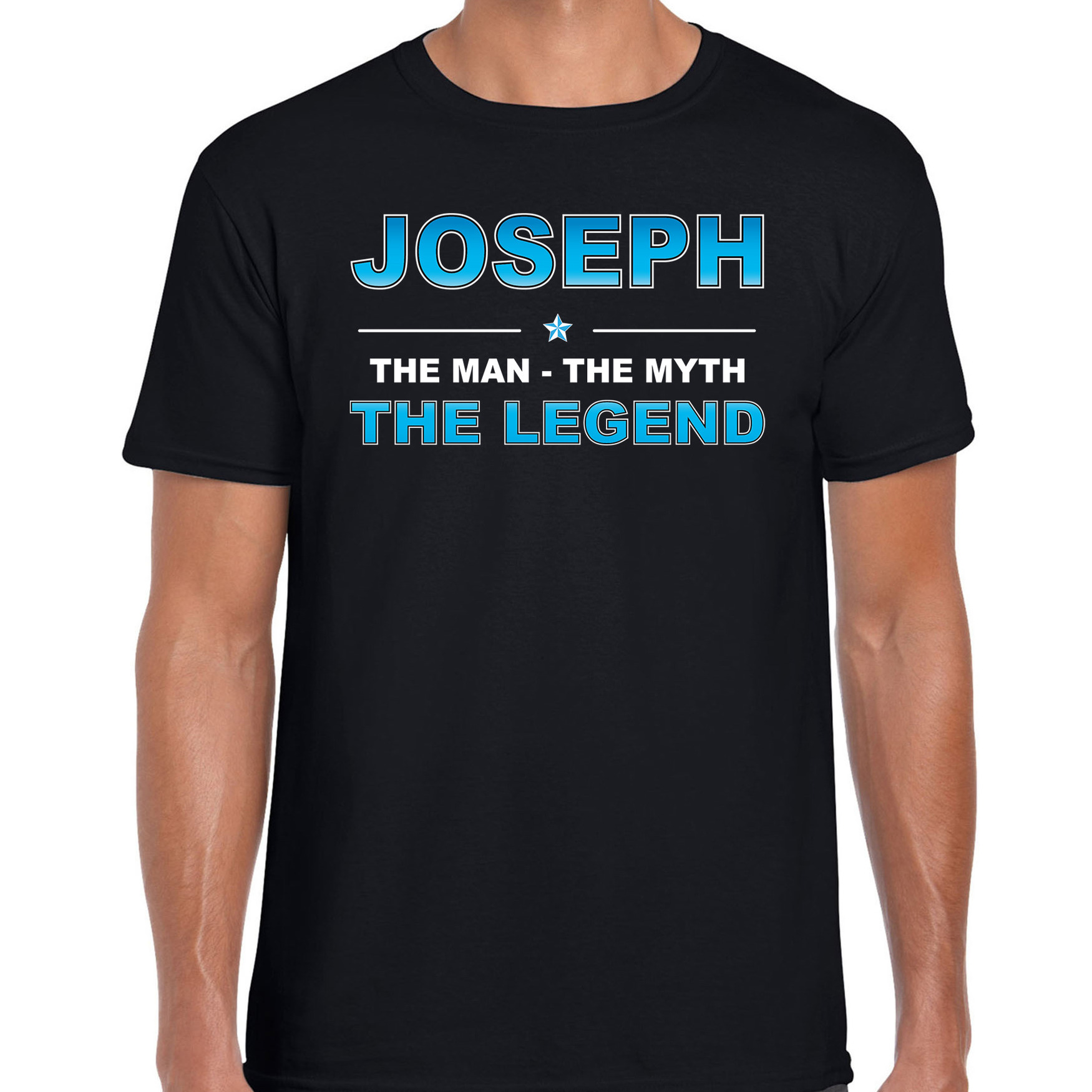 Naam Joseph The man, The myth the legend shirt zwart cadeau shirt