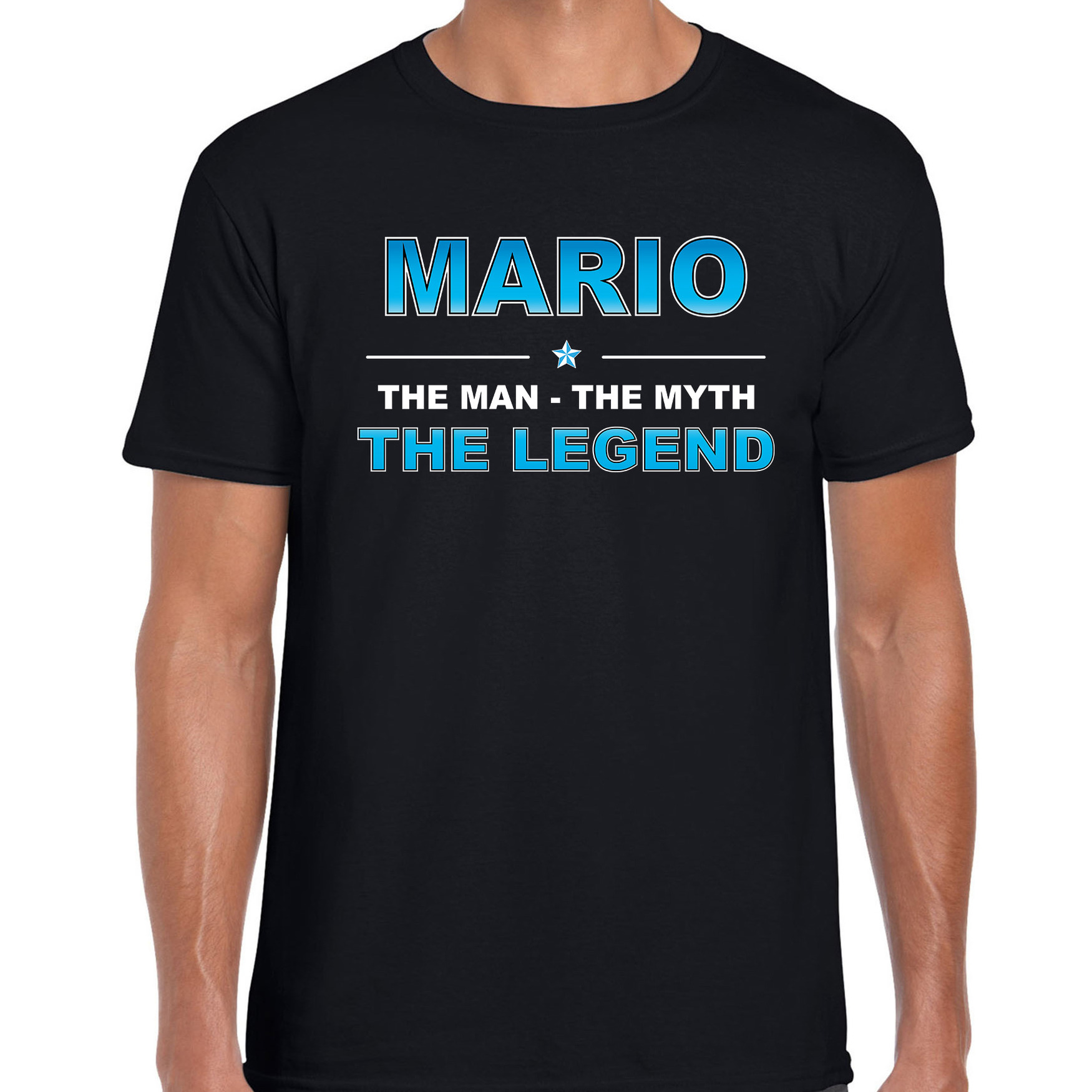 Naam Mario The man, The myth the legend shirt zwart cadeau shirt