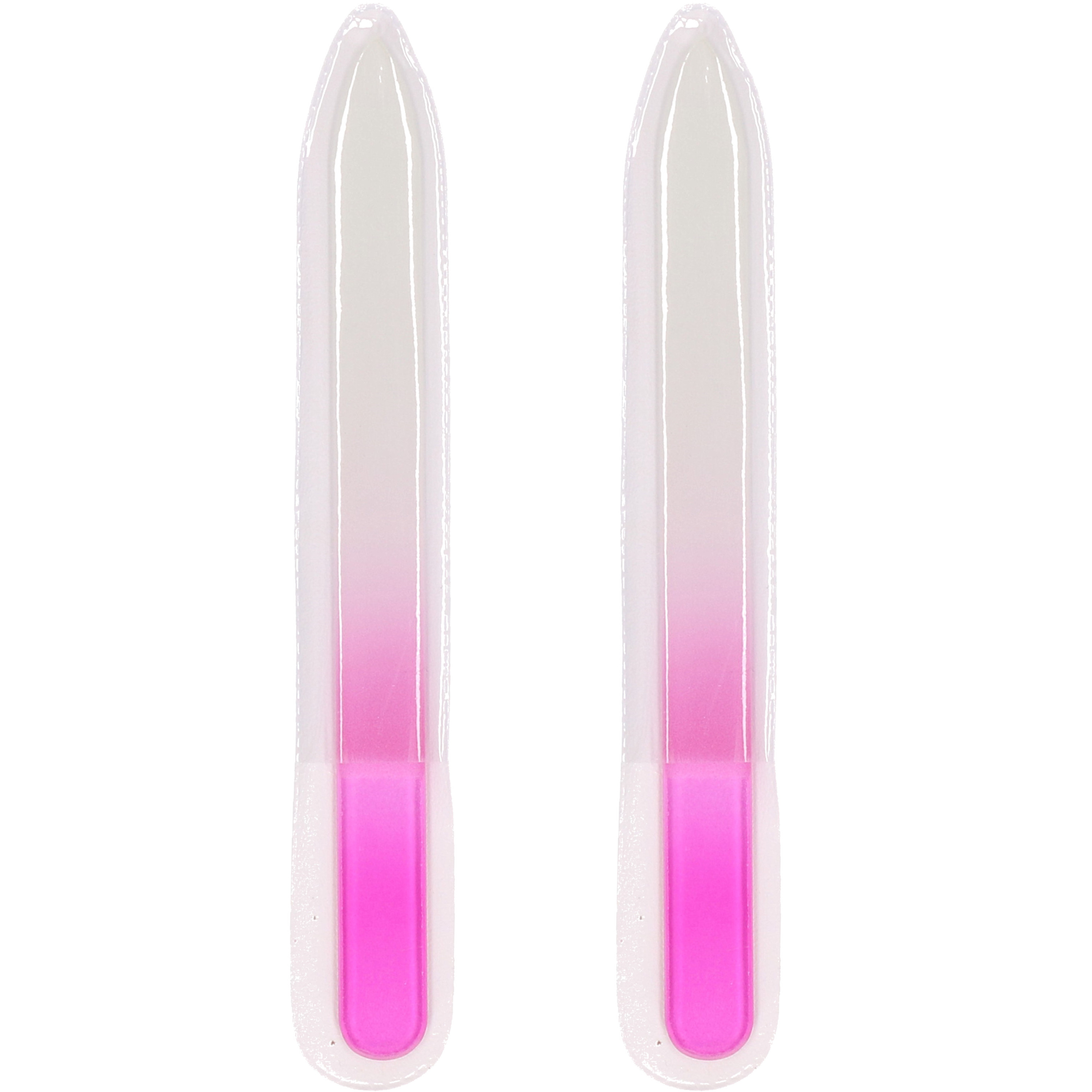 Nagelvijlen van glas 2x roze 14 cm in hoesje