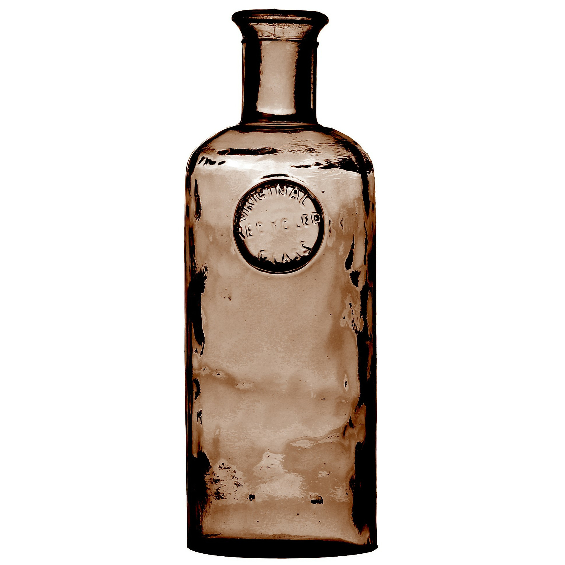 Natural Living Bloemenvaas Olive Bottle kastanje transparant glas D13 x H27 cm Fles vazen