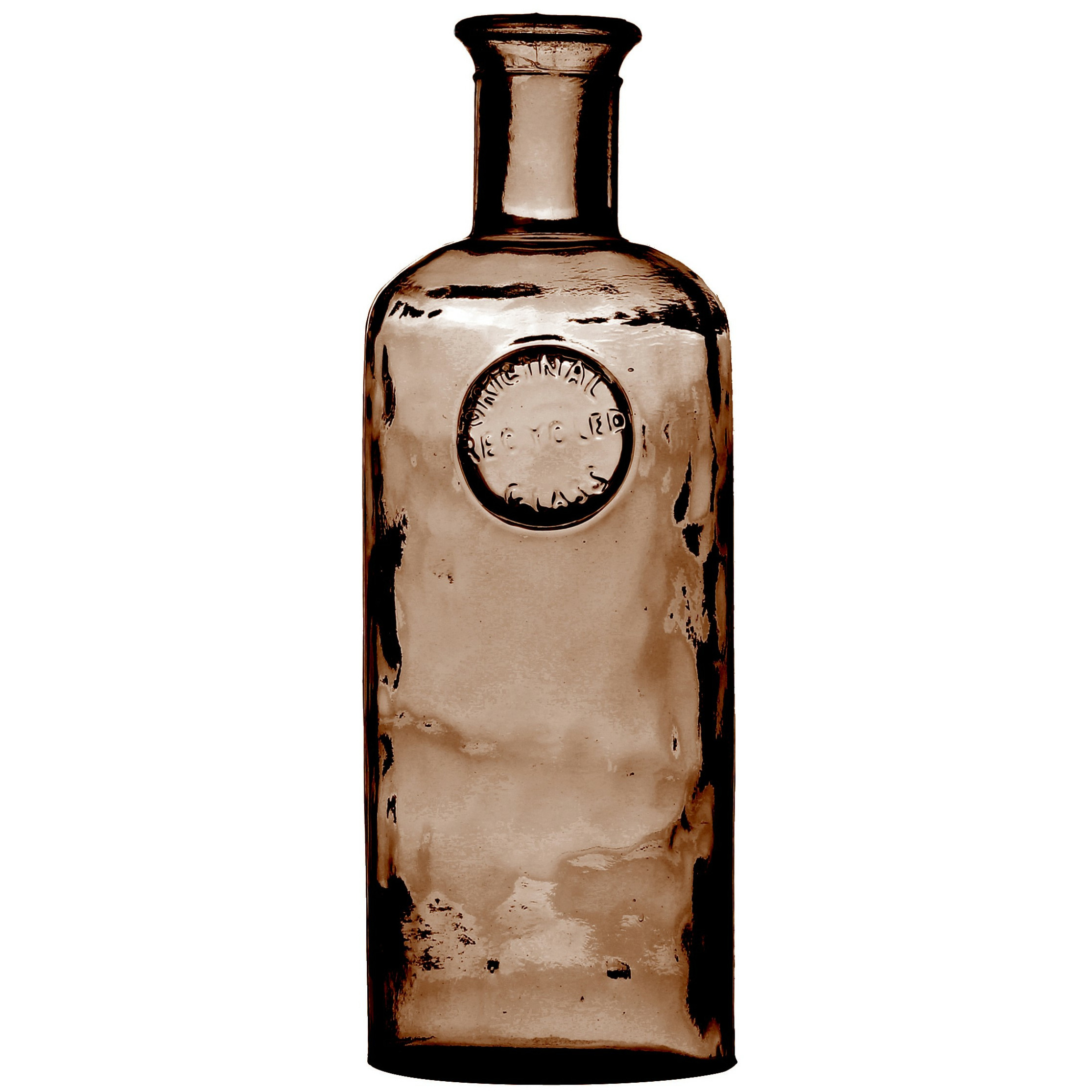 Natural Living Bloemenvaas Olive Bottle kastanje transparant glas D13 x H35 cm Fles vazen