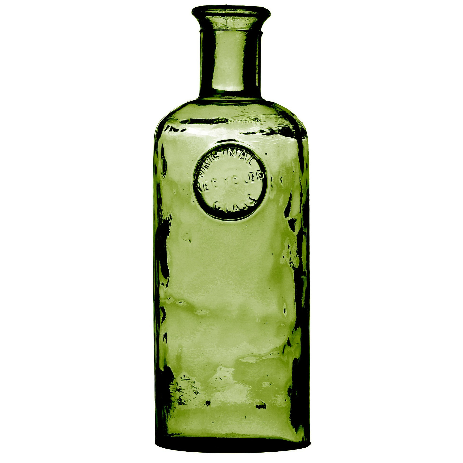 Natural Living Bloemenvaas Olive Bottle Smaragd groen transparant glas D13 x H27 cm Fles vazen