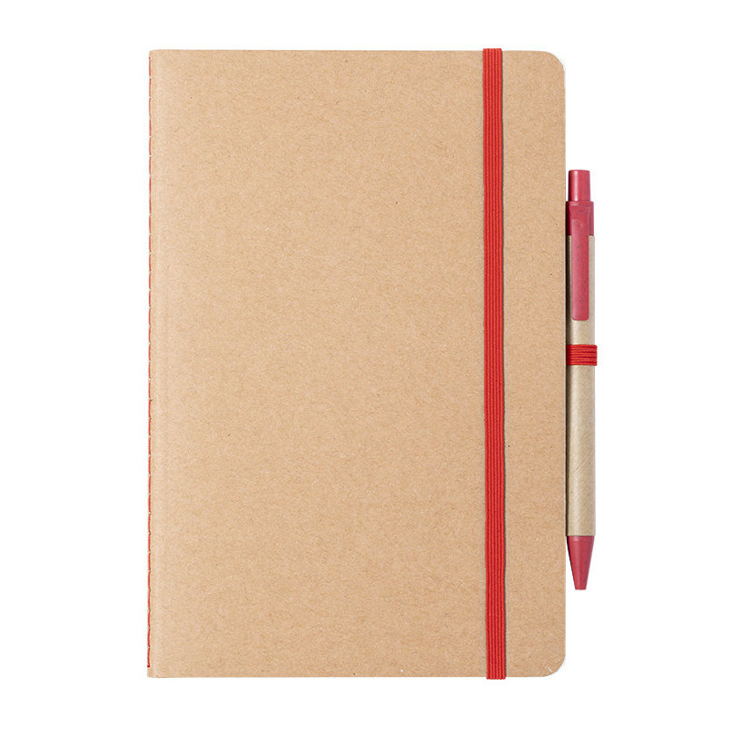 Natuurlijn schriftje-notitieboekje karton-rood met elastiek A5 formaat