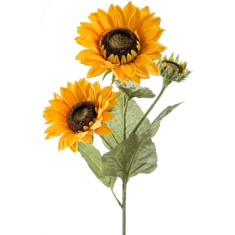 Nep-namaak zonnebloemen kunstbloemen 62 cm met 3 knoppen