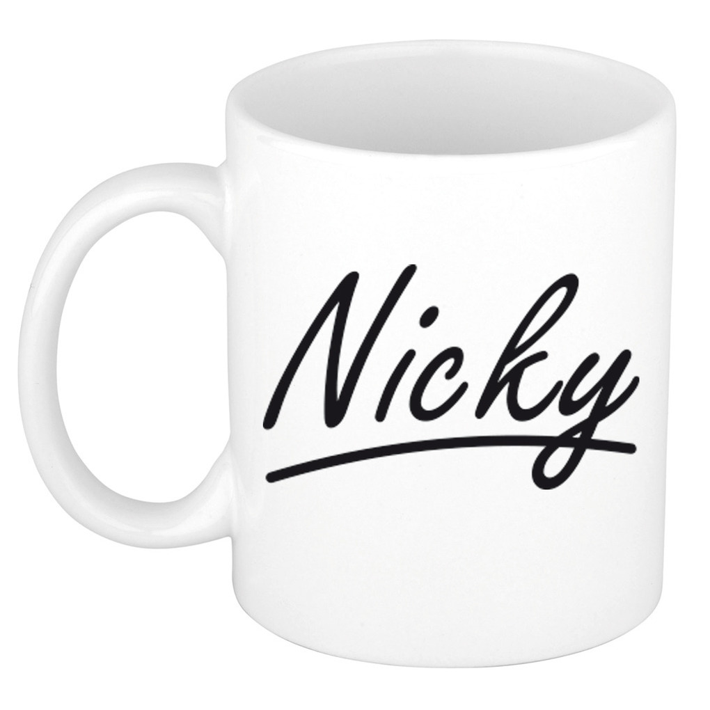 Nicky voornaam kado beker-mok sierlijke letters gepersonaliseerde mok met naam