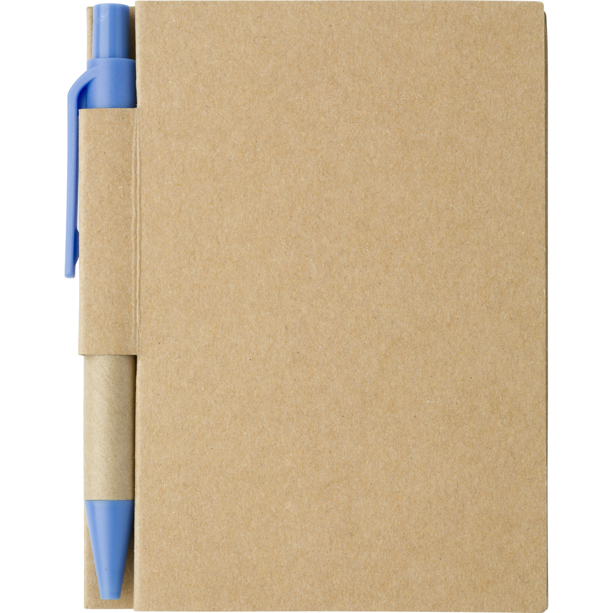 Notitie-opschrijf boekje met balpen harde kaft beige-blauw 11x8cm 80blz gelinieerd