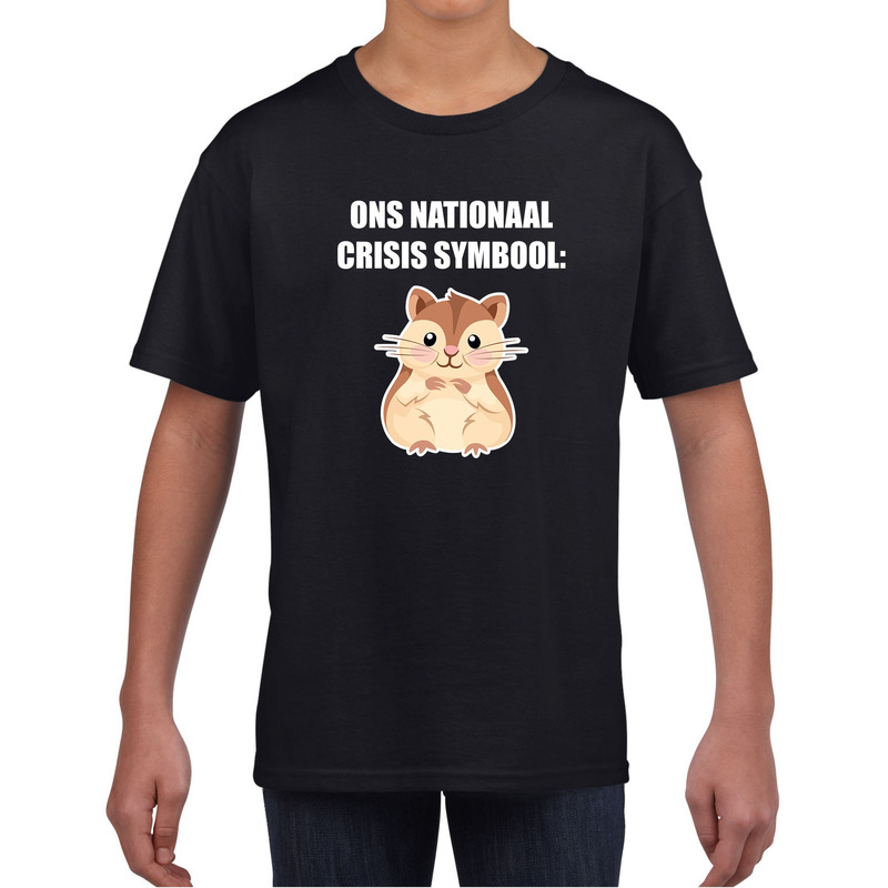 Ons nationaal crisis symbool hamster t-shirt zwart voor kinderen