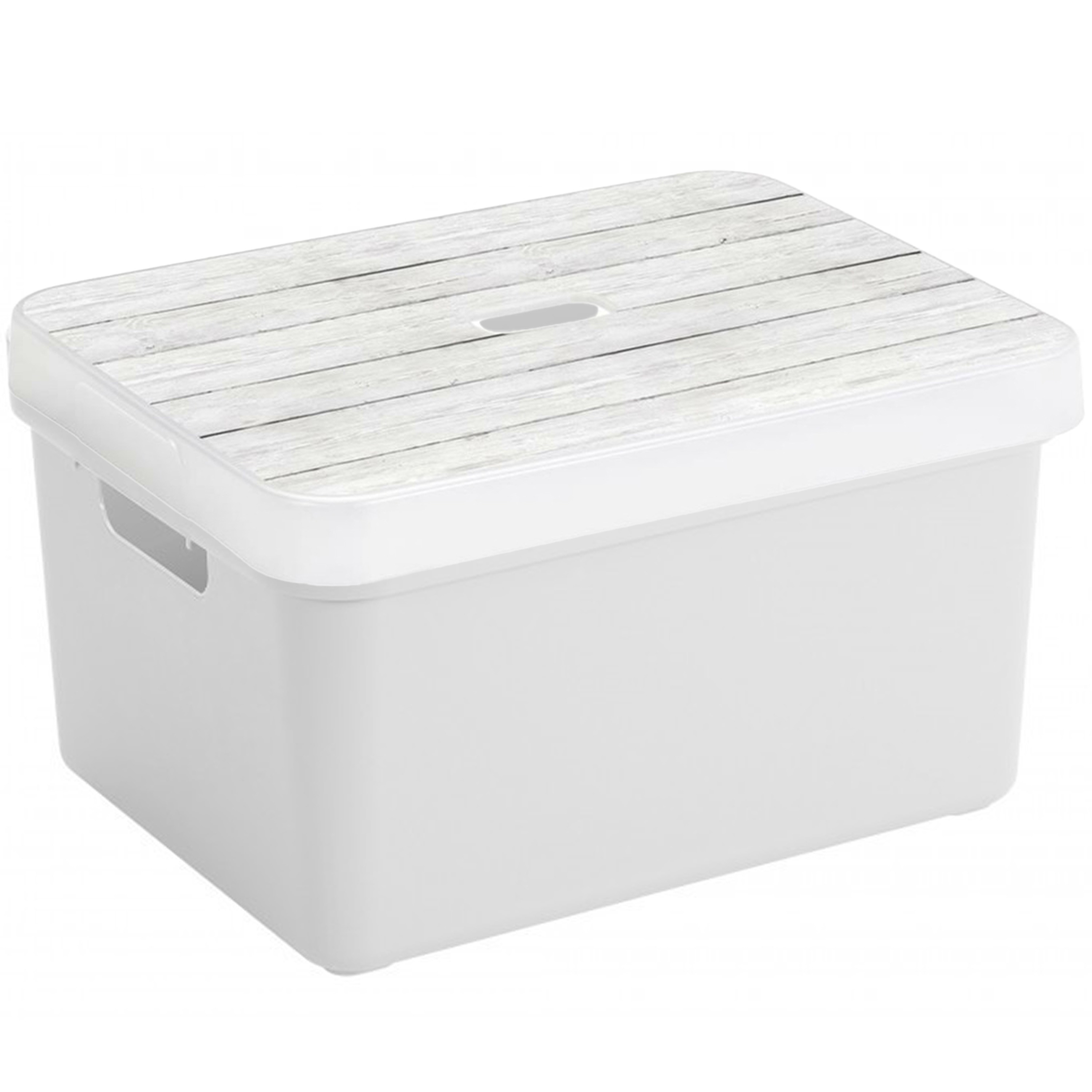 Opbergbox-opbergmand wit 32 liter kunststof met deksel