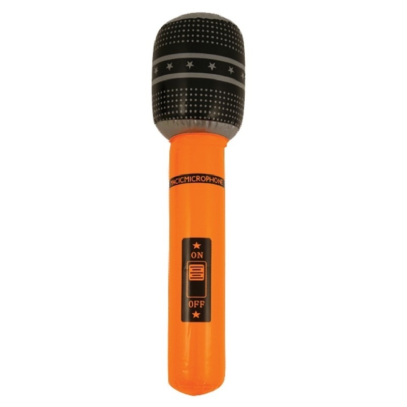 Opblaasbare microfoon oranje 40 cm