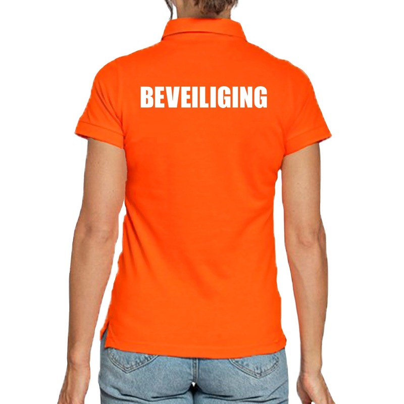 Oranje beveiliging polo t-shirt voor dames