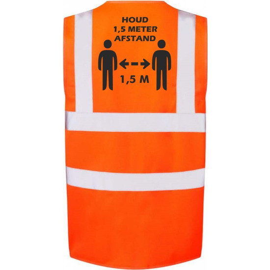 Oranje Corona veiligheidsvest 1,5 meter afstand werkkleding voor volwassenen
