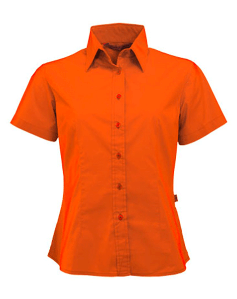 Oranje gekleurde dames overhemd met korte mouwen