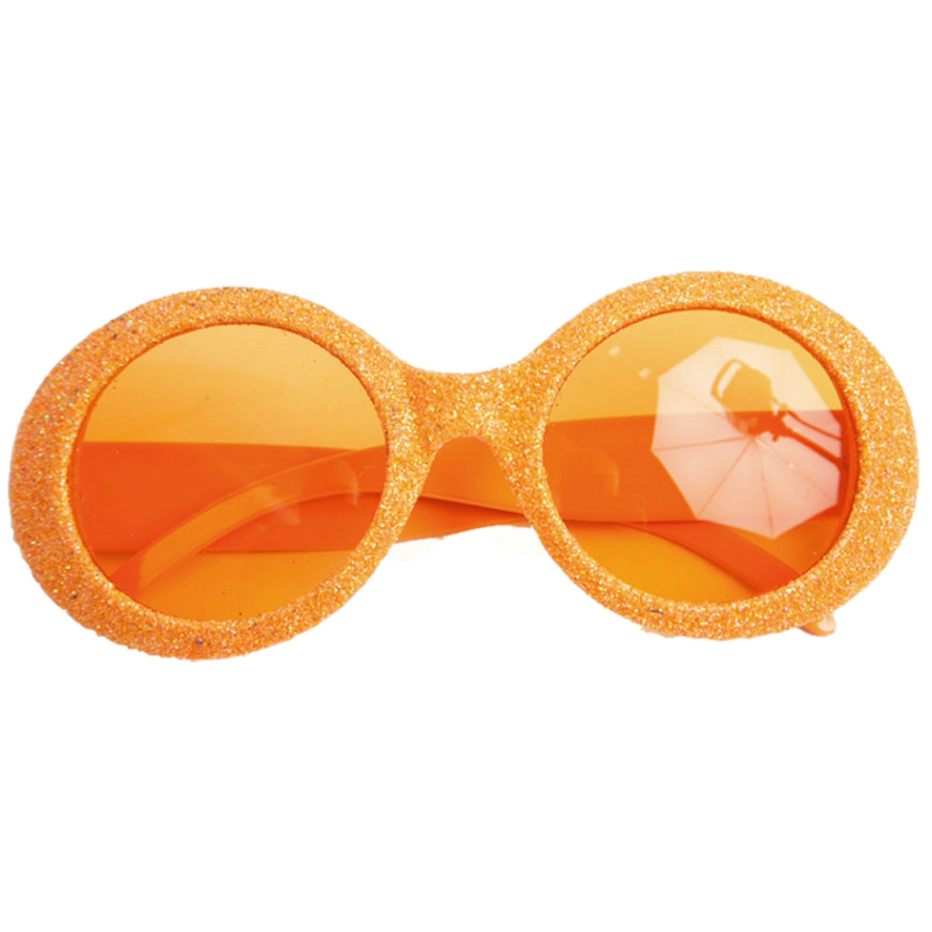 Oranje disco dames party bril met glitters
