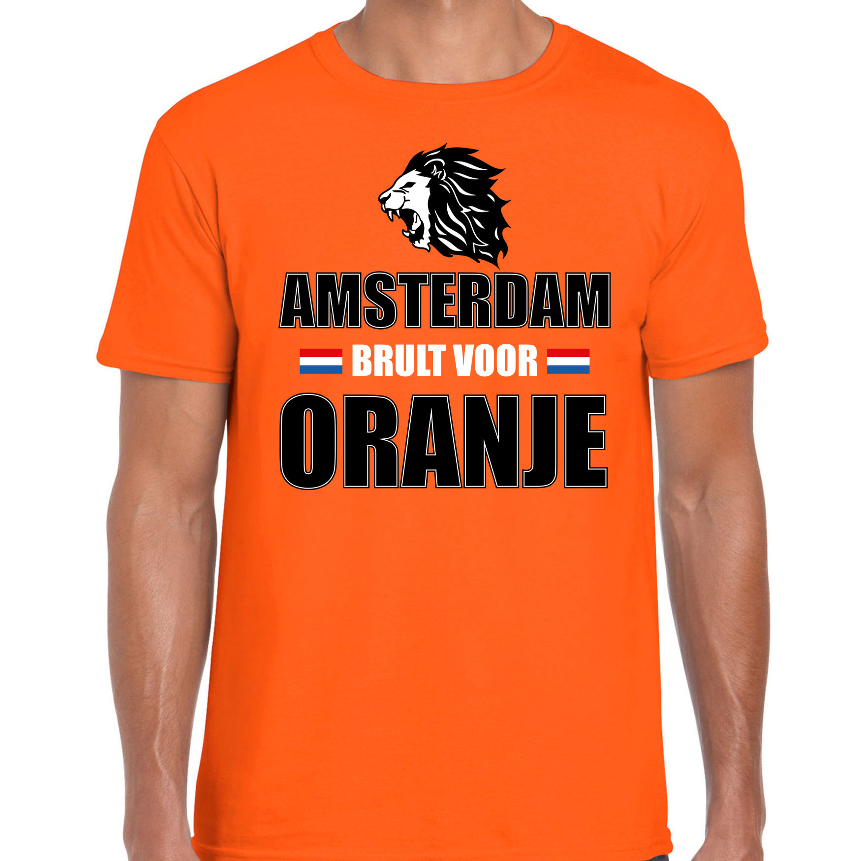 Oranje EK- WK fan shirt-kleding Amsterdam brult voor oranje voor heren