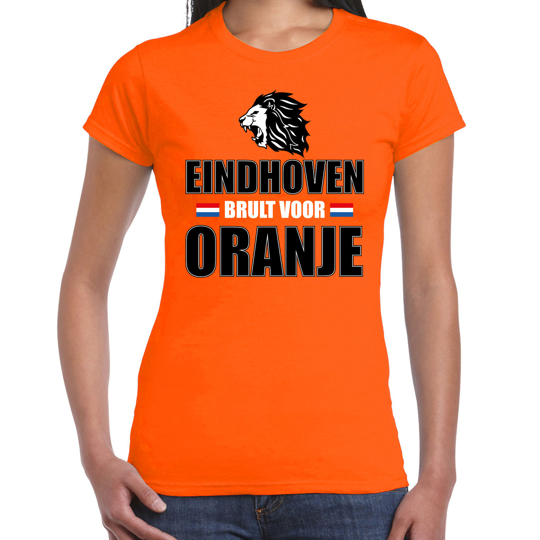 Oranje EK- WK fan shirt-kleding Eindhoven brult voor oranje voor dames