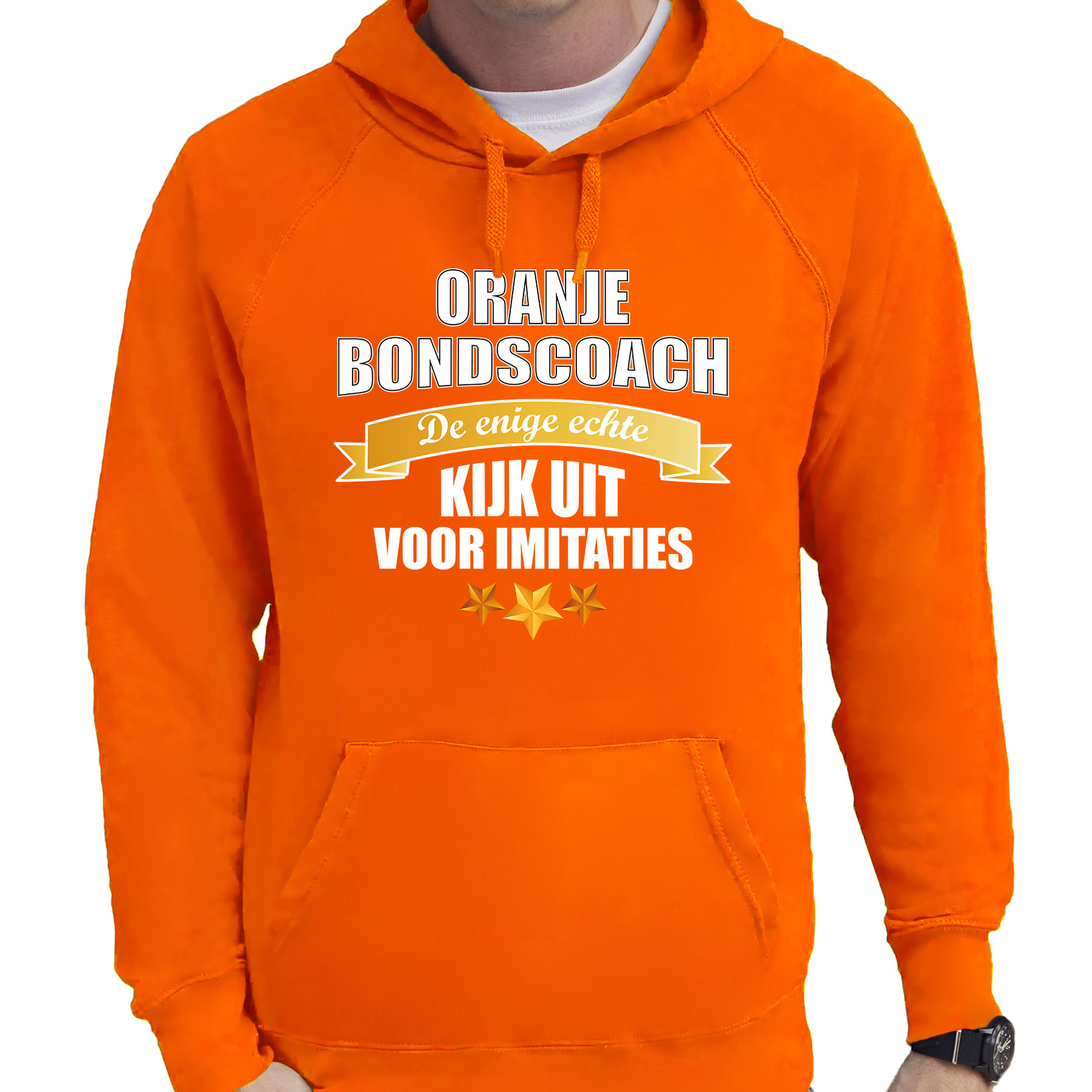 Oranje fan hoodie-sweater met capuchon Holland de enige echte bondscoach EK- WK voor heren