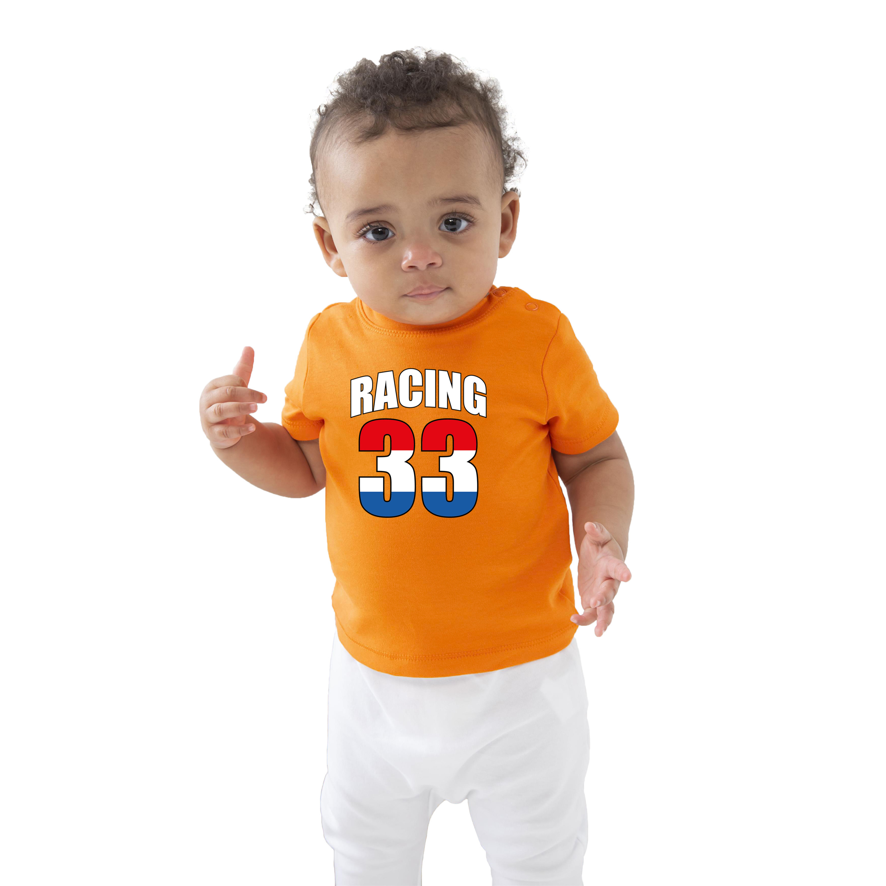 Oranje fan shirt-kleding Max racing 33 voor baby-peuters