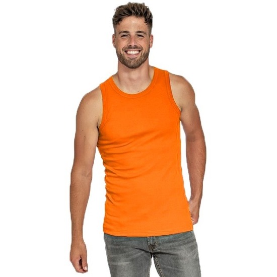 Oranje heren tanktop-singlet casual hemden