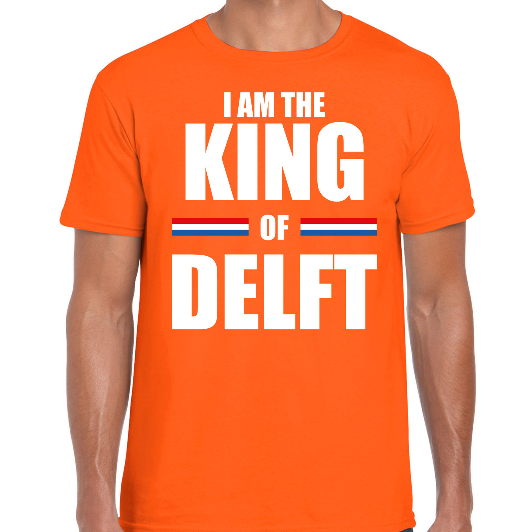 Oranje I am the King of Delft t-shirt Koningsdag shirt voor heren