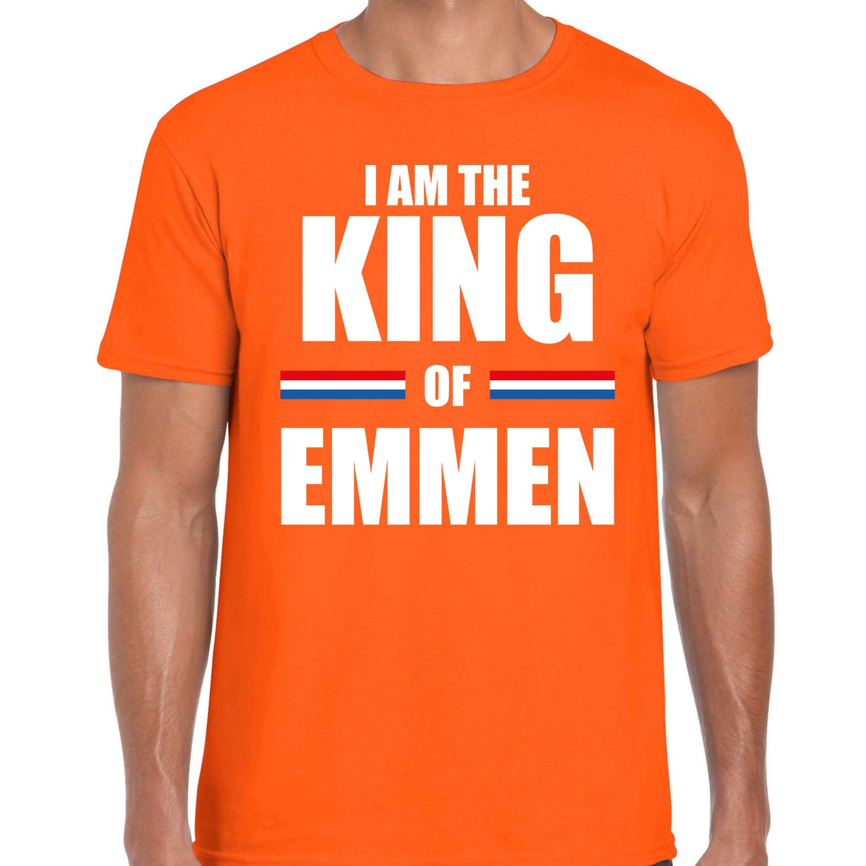 Oranje I am the King of Emmen t-shirt Koningsdag shirt voor heren