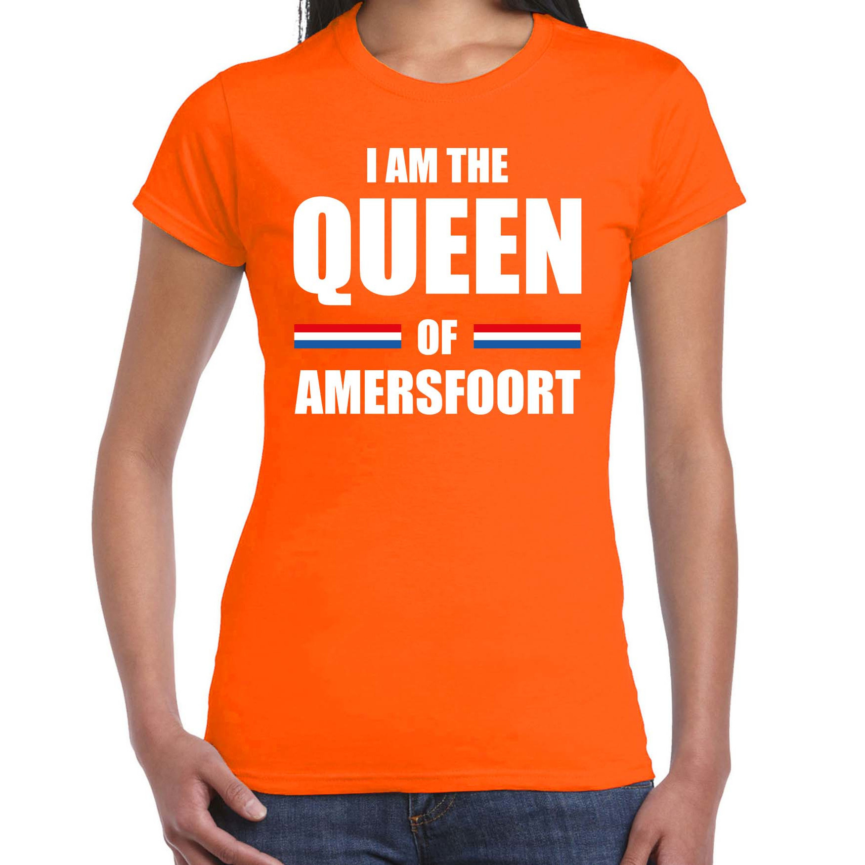 Oranje I am the Queen of Amersfoort t-shirt Koningsdag shirt voor dames