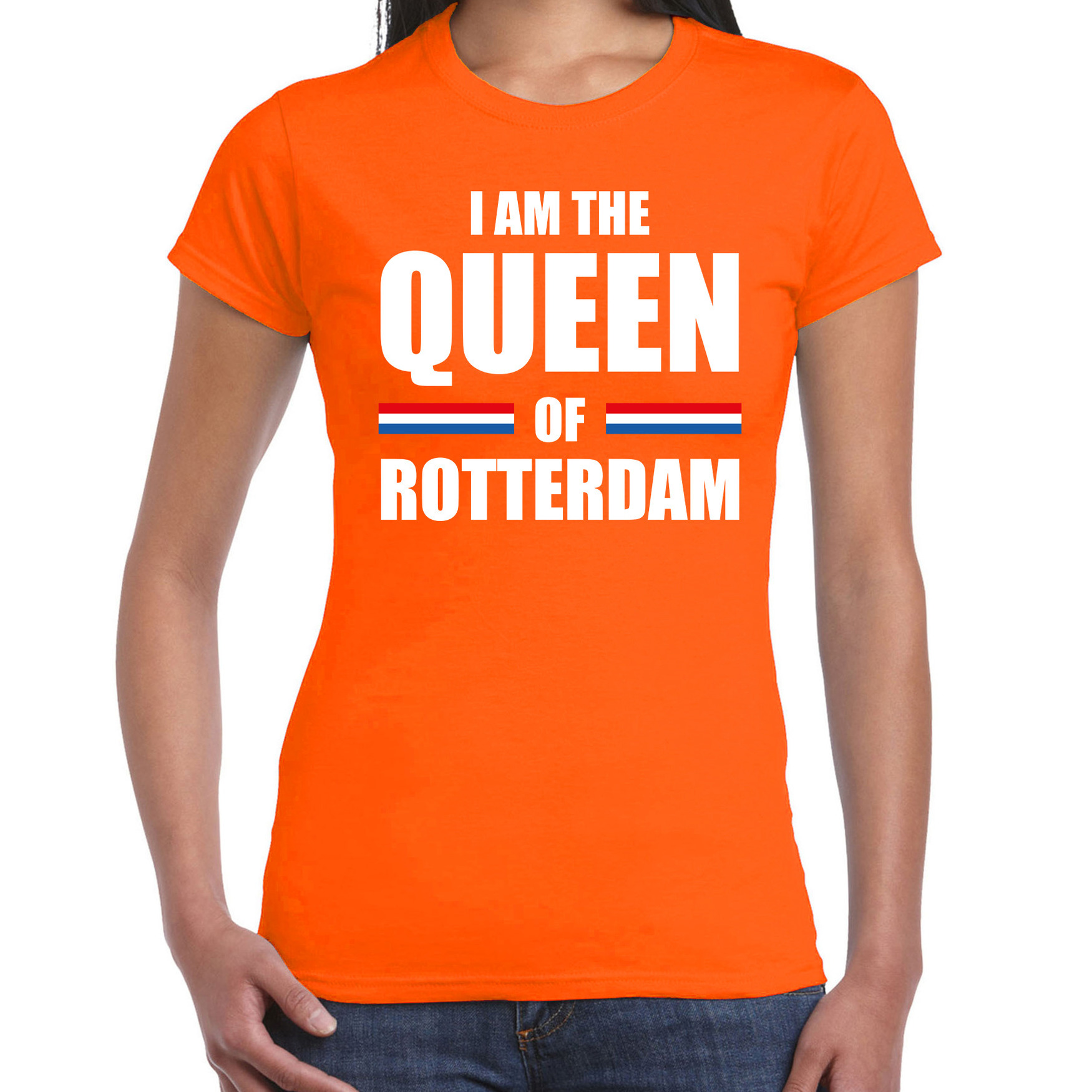 Oranje I am the Queen of Rotterdam shirt Koningsdag t-shirt voor dames