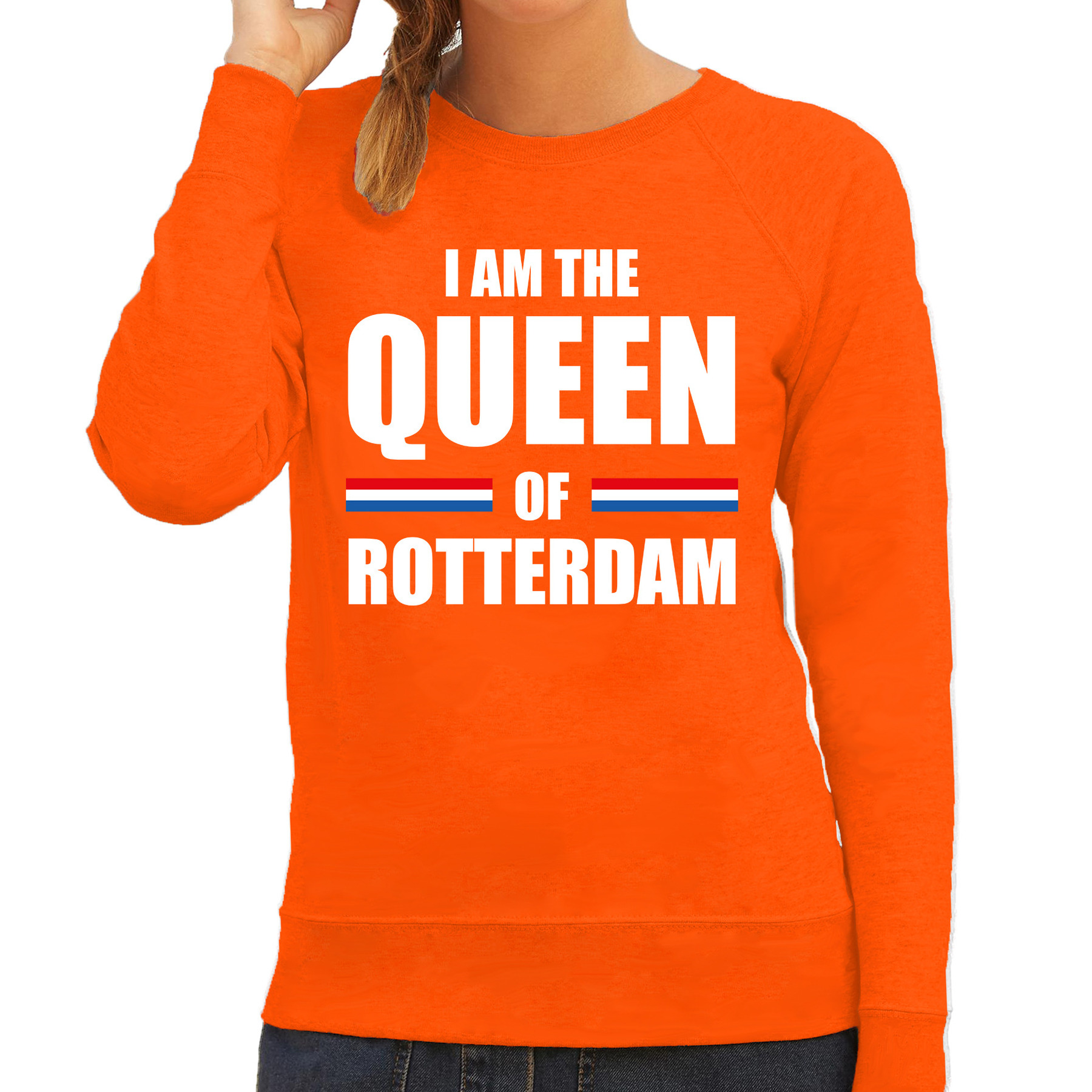Oranje I am the Queen of Rotterdam sweater Koningsdag truien voor dames