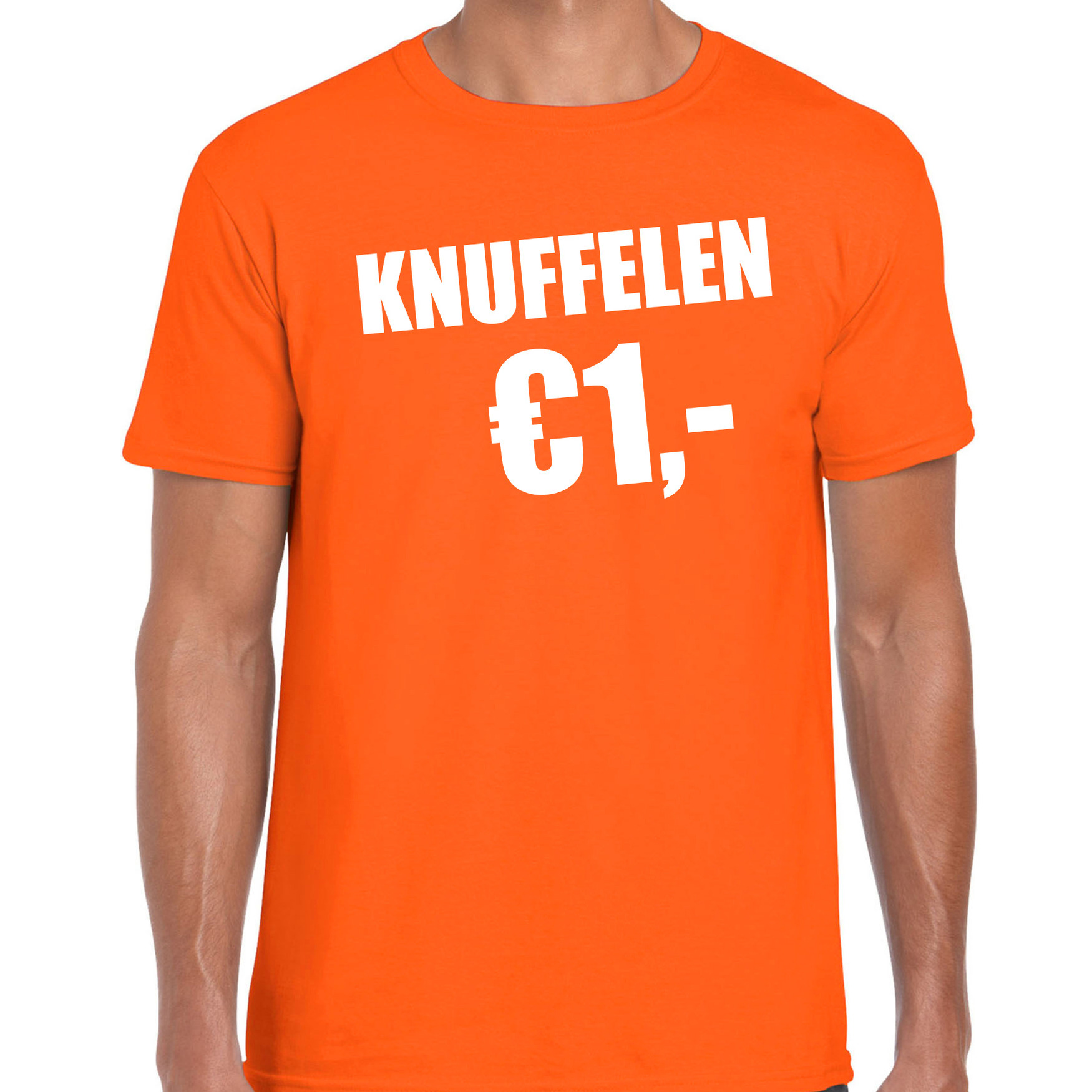Oranje knuffelen 1 euro shirtje Koningsdag t-shirt voor heren
