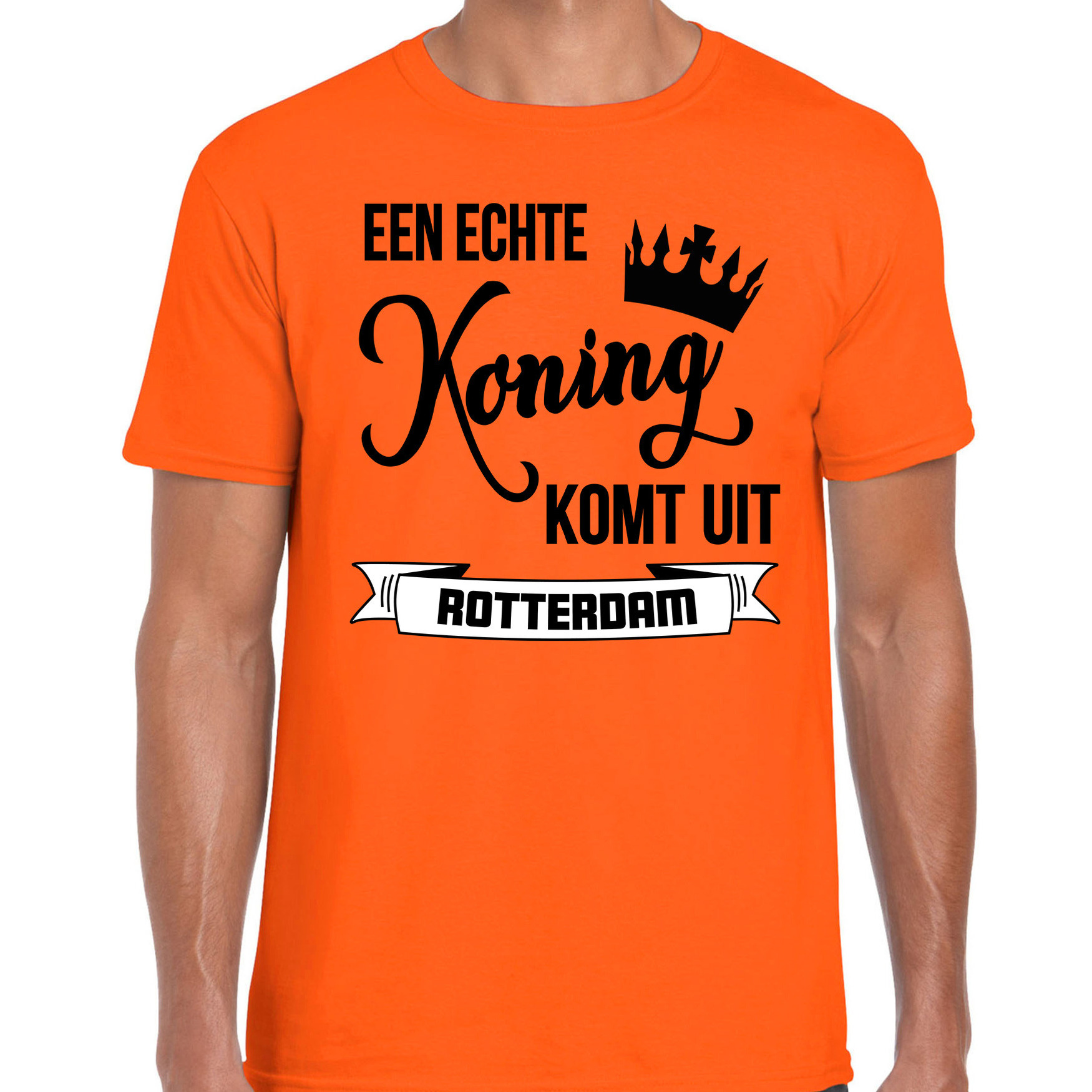 Oranje Koningsdag t-shirt echte Koning komt uit Rotterdam voor heren