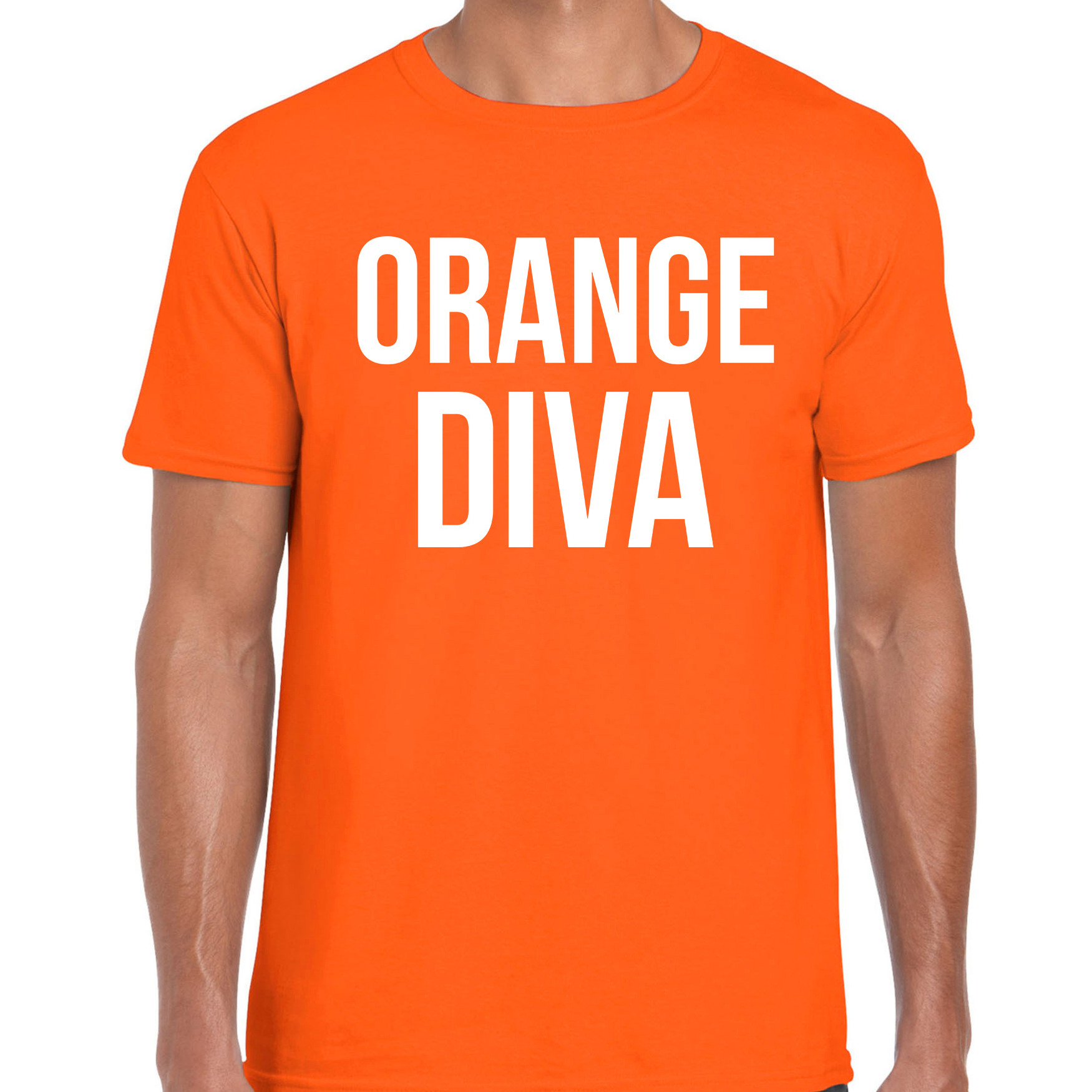 Oranje orange diva shirt Koningsdag t-shirt voor heren