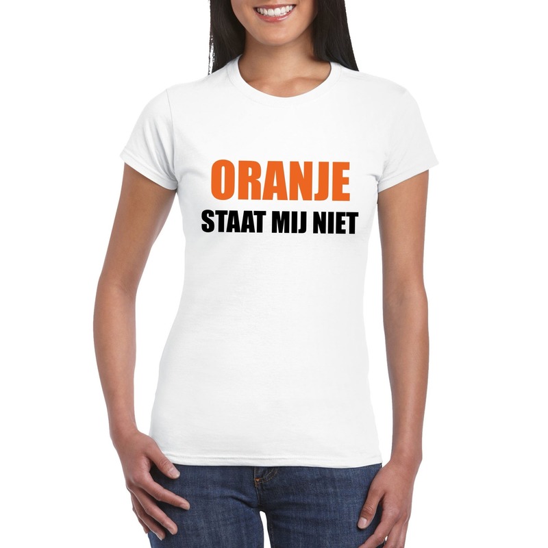 Oranje staat mij niet t-shirt wit dames