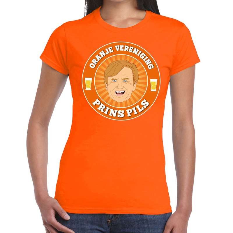 Oranje vereniging Prins Pils t-shirt oranje dames