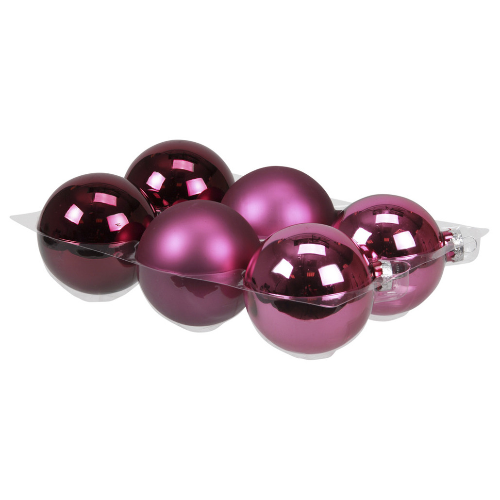 Othmar Decorations Kerstballen 6x st cherry roze 8 cm glas