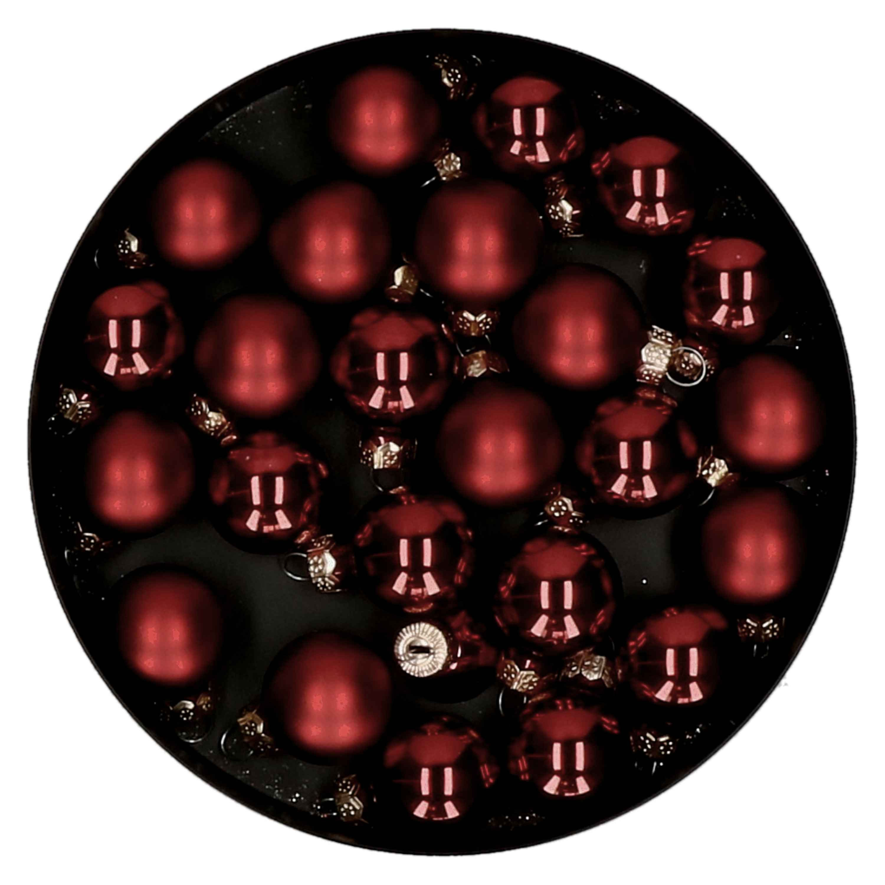 Othmar Decorations mini kerstballen van glas 24x donkerrood 2,5 cm
