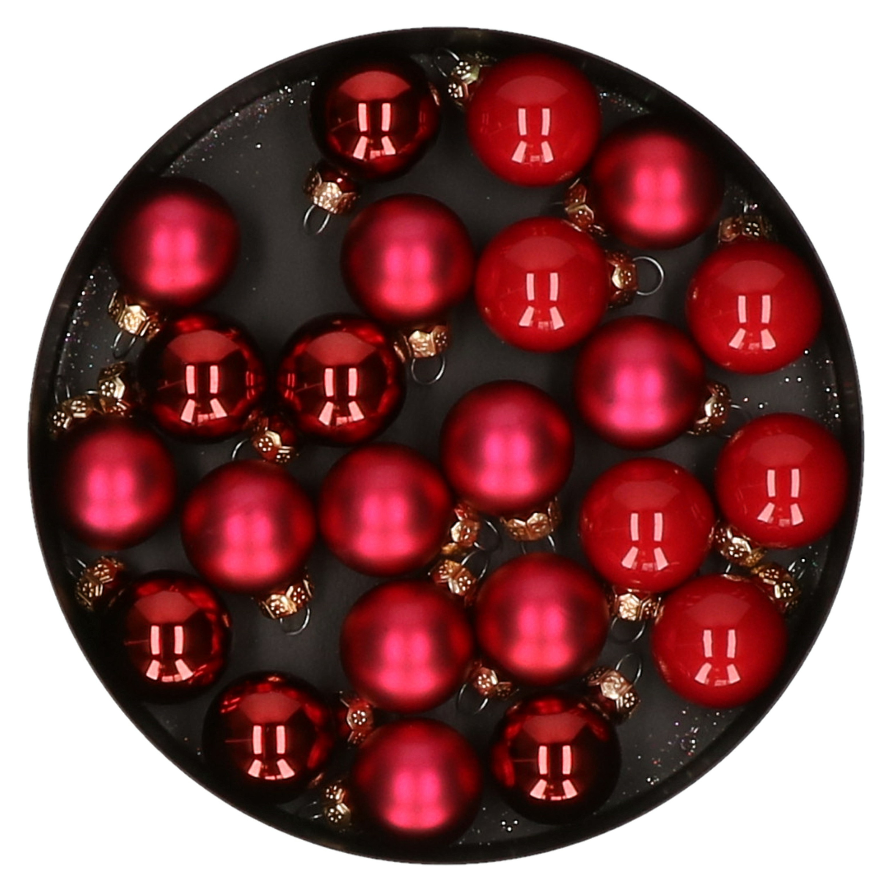 Othmar Decorations mini kerstballen van glas 24x rood 2,5 cm