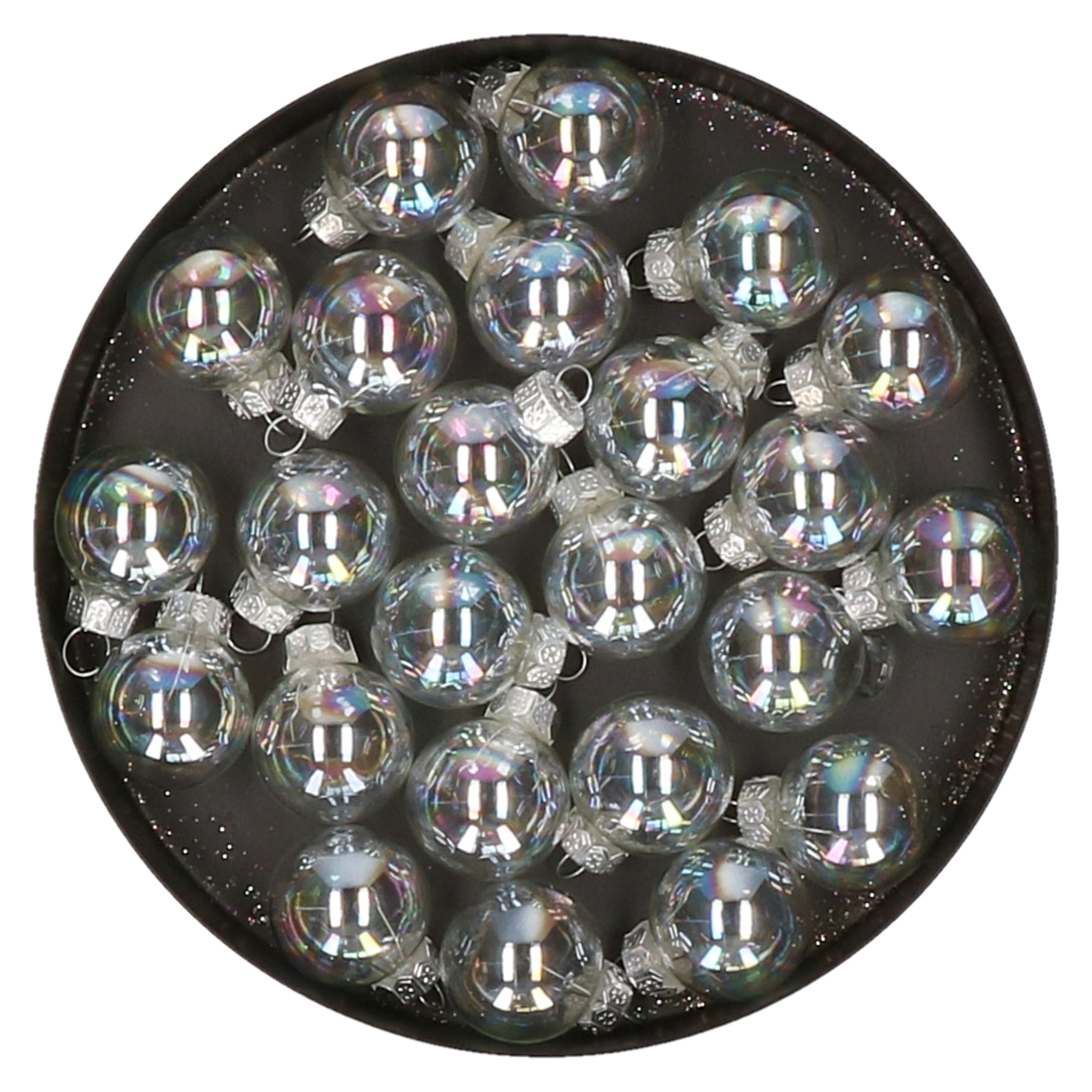 Othmar Decorations mini kerstballen van glas 24x transparant parelmoer 2,5 cm