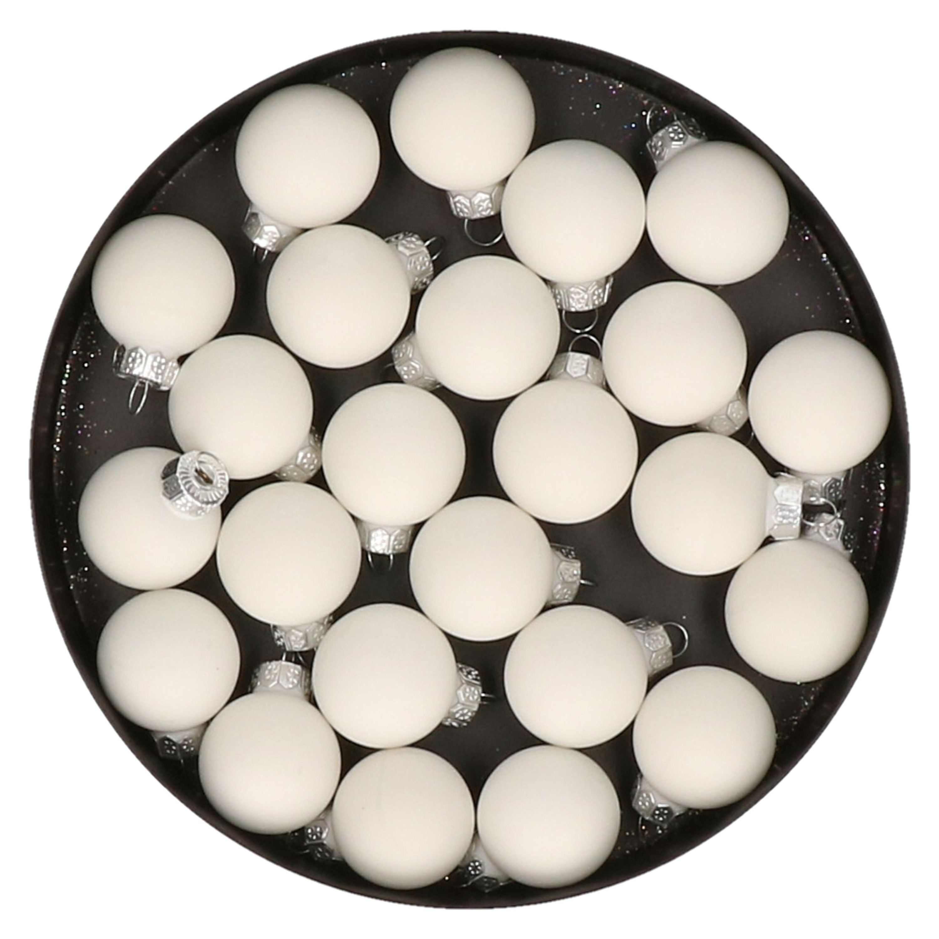 Othmar Decorations mini kerstballen van glas 24x wit satijn 2,5 cm