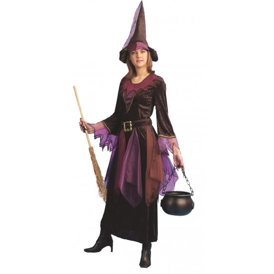 Paars heksen kostuum inclusief hoed