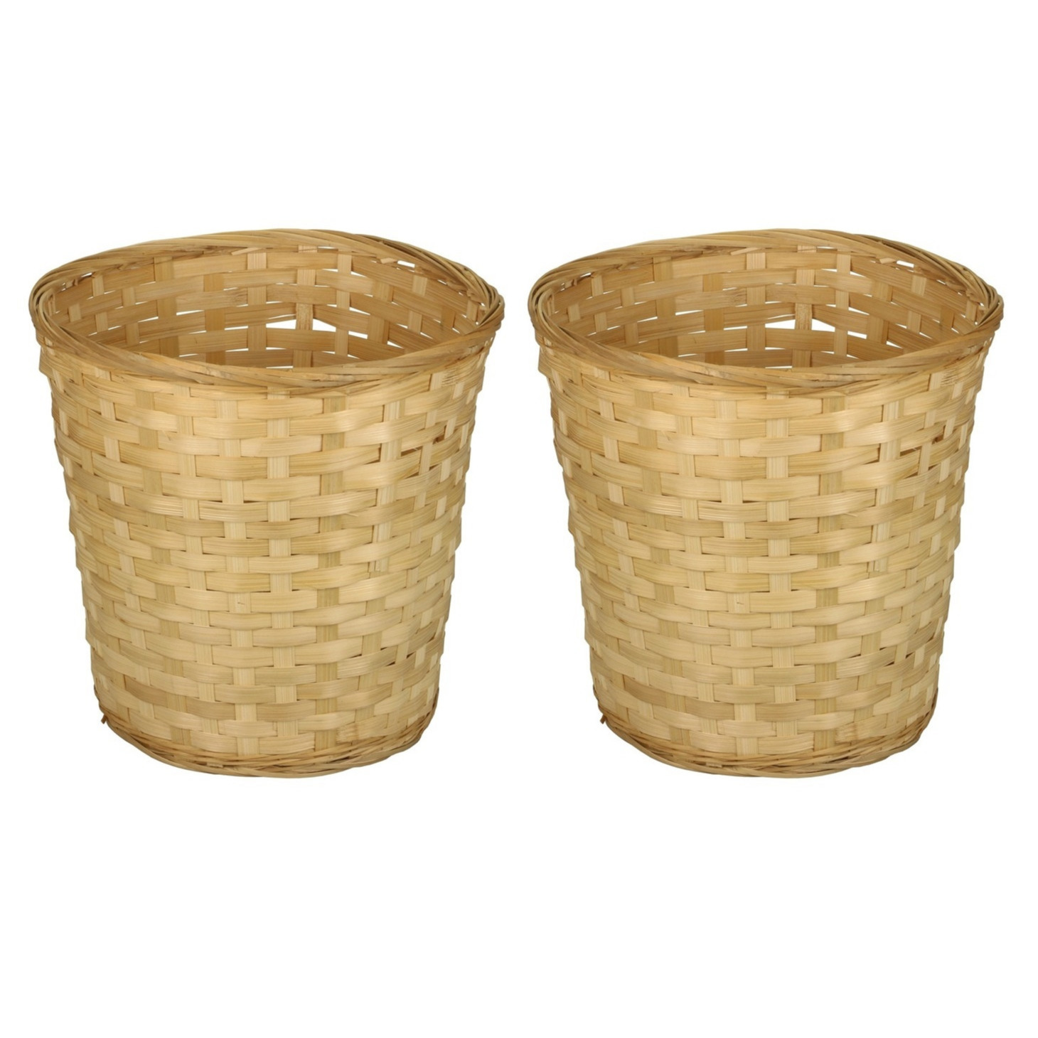 Pakket van 10x stuks ronde rieten-bamboe decoratie mandjes-manden 26 x 24 cm