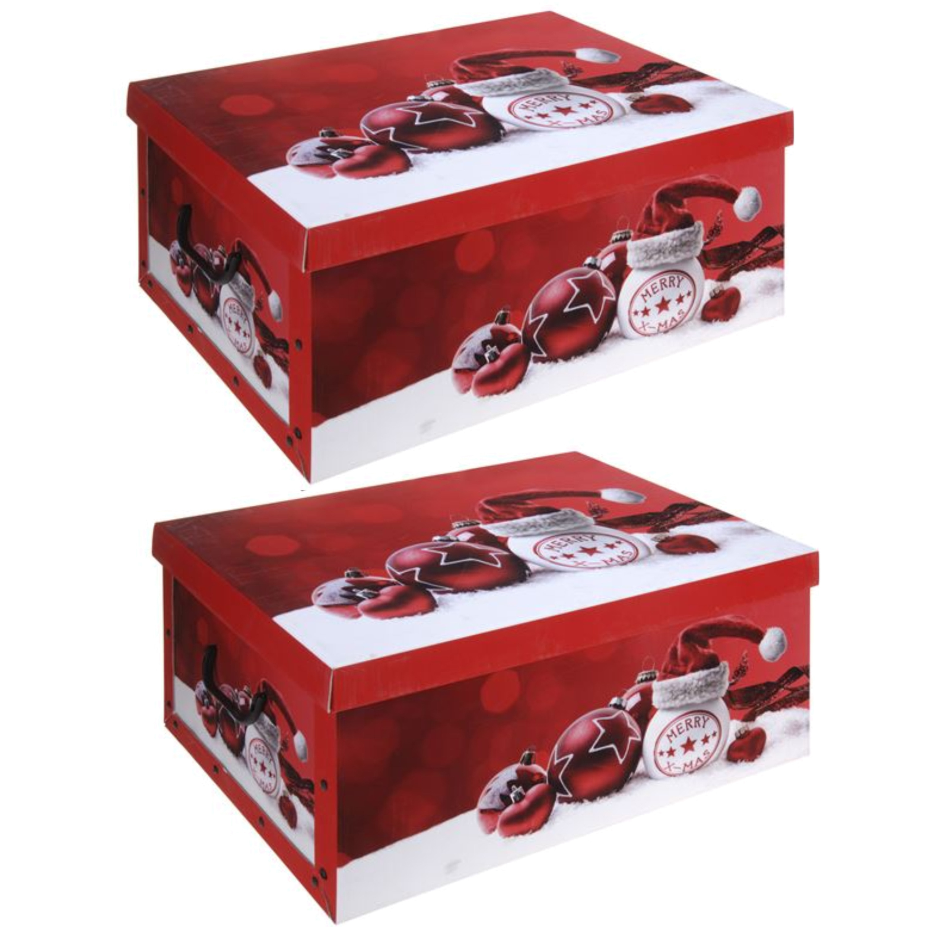 Pakket van 2x stuks rode kerstballen opbergdoos 51 cm