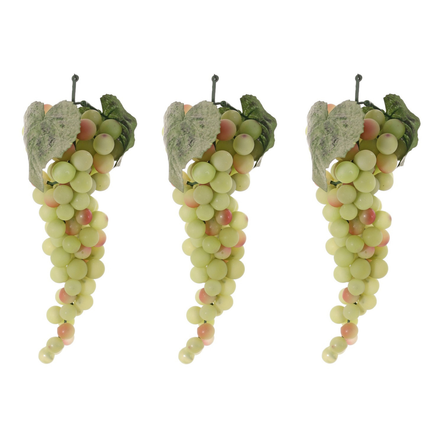 Pakket van 3x stuks witte druiven aan een tros 28 cm namaak fruit