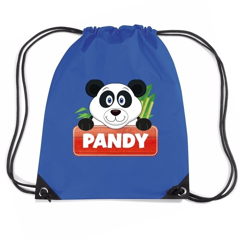 Pandy de Panda trekkoord rugzak-gymtas blauw voor kinderen