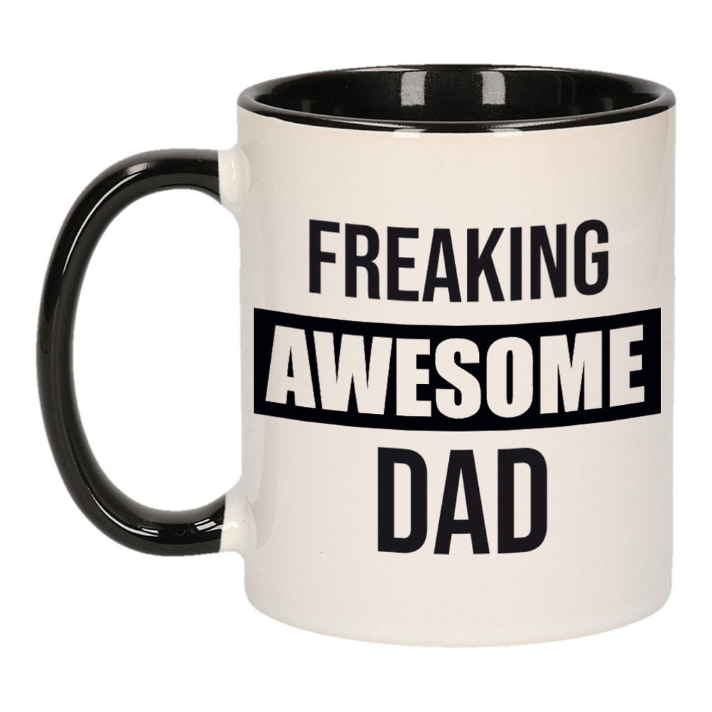 Papa-vader cadeau mok zwart-freaking awesome dad voor verjaardag-Vaderdag