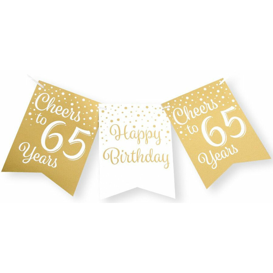 Paperdreams Verjaardag Vlaggenlijn 65 jaar Gerecycled karton wit-goud 600 cm