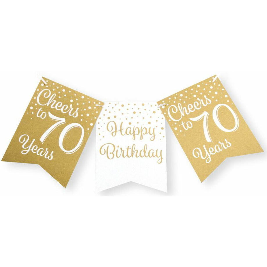 Paperdreams Verjaardag Vlaggenlijn 70 jaar Gerecycled karton wit-goud 600 cm