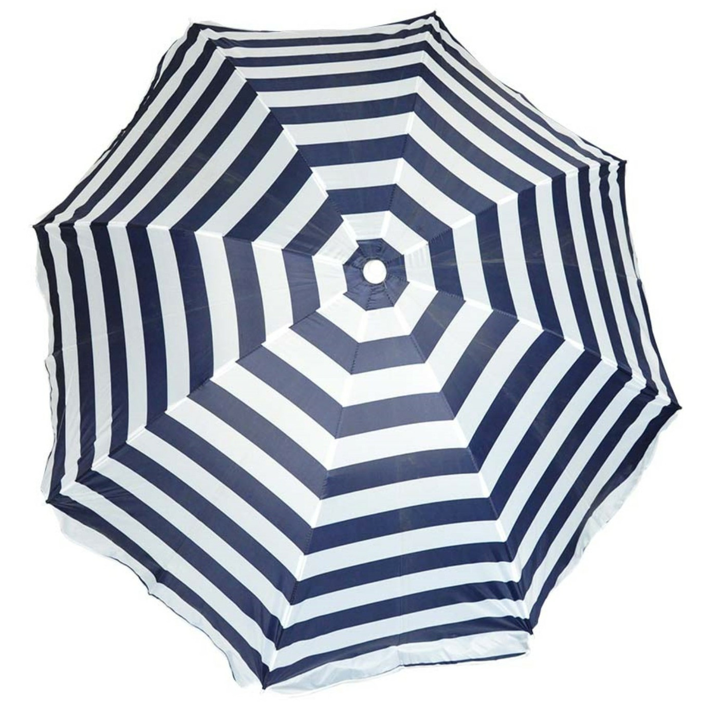 Parasol blauw-wit gestreept D200 cm UV-bescherming incl. draagtas