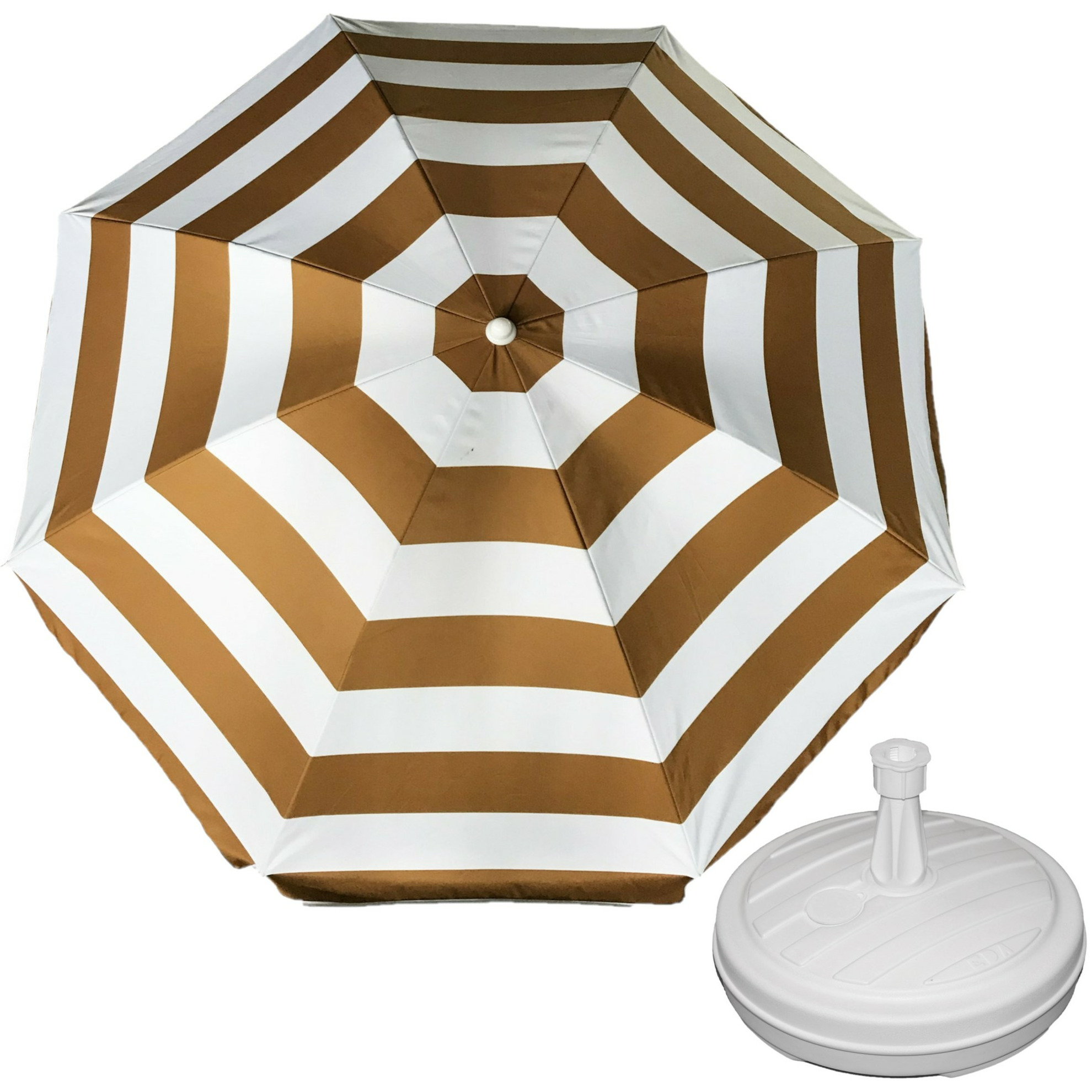 Parasol Goud-wit D180 cm incl. draagtas parasolvoet 42 cm