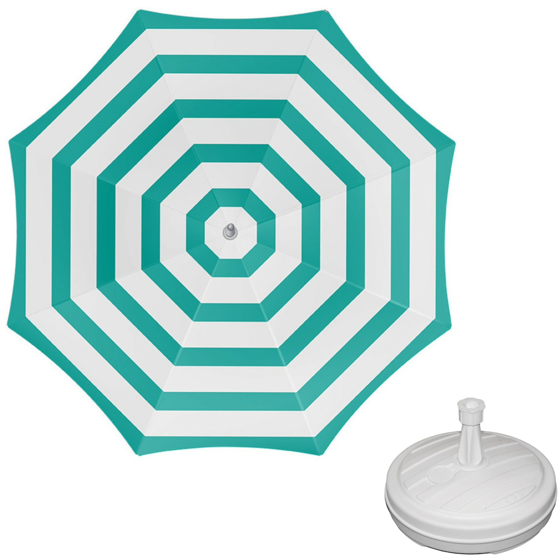 Parasol groen-wit D160 cm incl. draagtas parasolvoet 42 cm