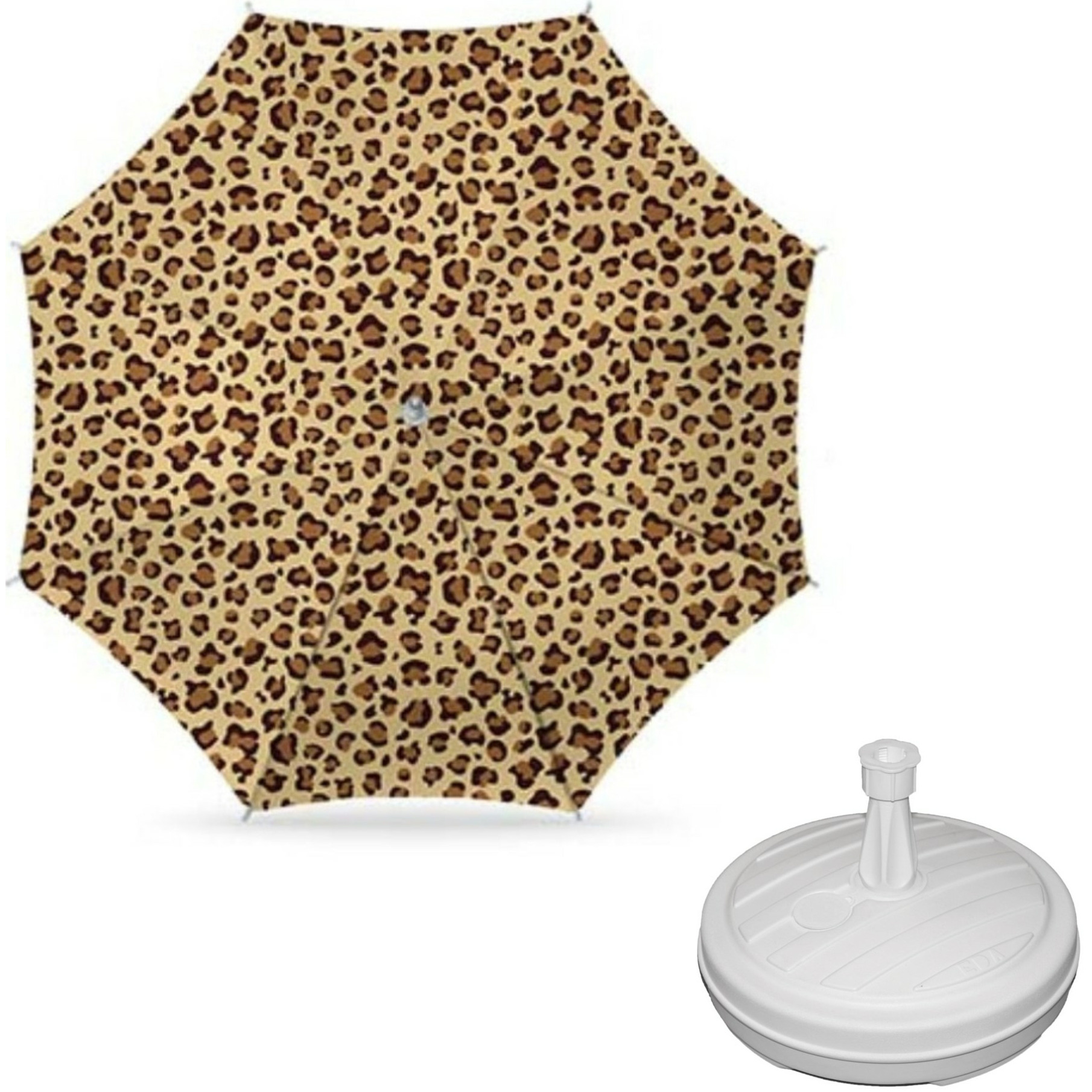 Parasol luipaard print D160 cm incl. draagtas parasolvoet 42 cm